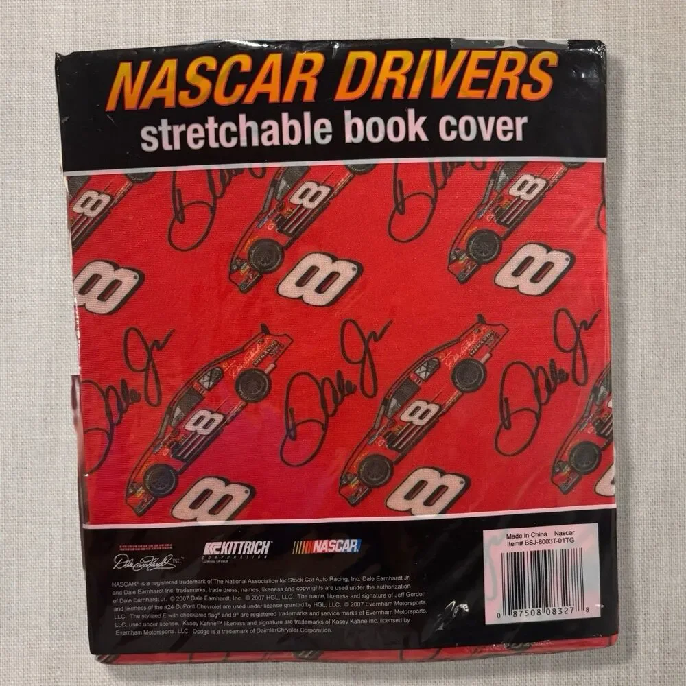 Vintage NASCAR Dale Earnhardt Jr #8 Stretch Book Cover Red 2007 New Sealed NOS